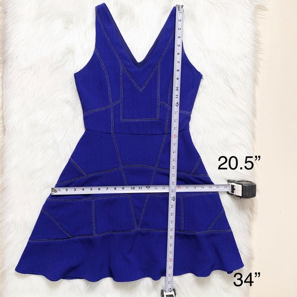 Anthropologie Cobalt Blue Eyelet Embroidered Fit and Flare Sleeveless Dress - Picture 10 of 10